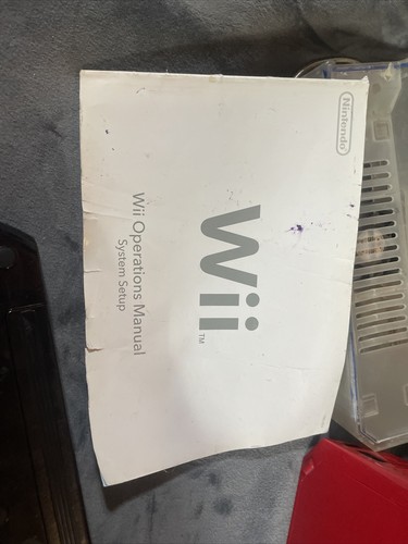 Lot NINTENDO WII RED CONSOLE RVL-001 w/Cables Remote Nunchuck Wheel Manual  - Picture 8 of 19