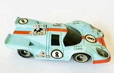 VINTAGE HO SLOT CAR TYCO PRO 8810 LIGHT BLUE ORANGE #8 PORSCHE 917 #33