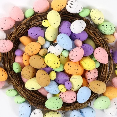 100PCS Easter Eggs Multi Size Colorful Foam DIY Decorative Pastel Speckled Craft