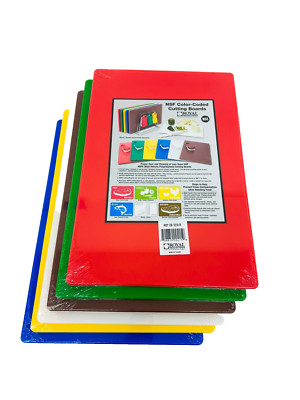 Color Coded Plastic HDPE Cutting Board 1/2'' Thick 18'' x 24'' Multi Color Set 6pc