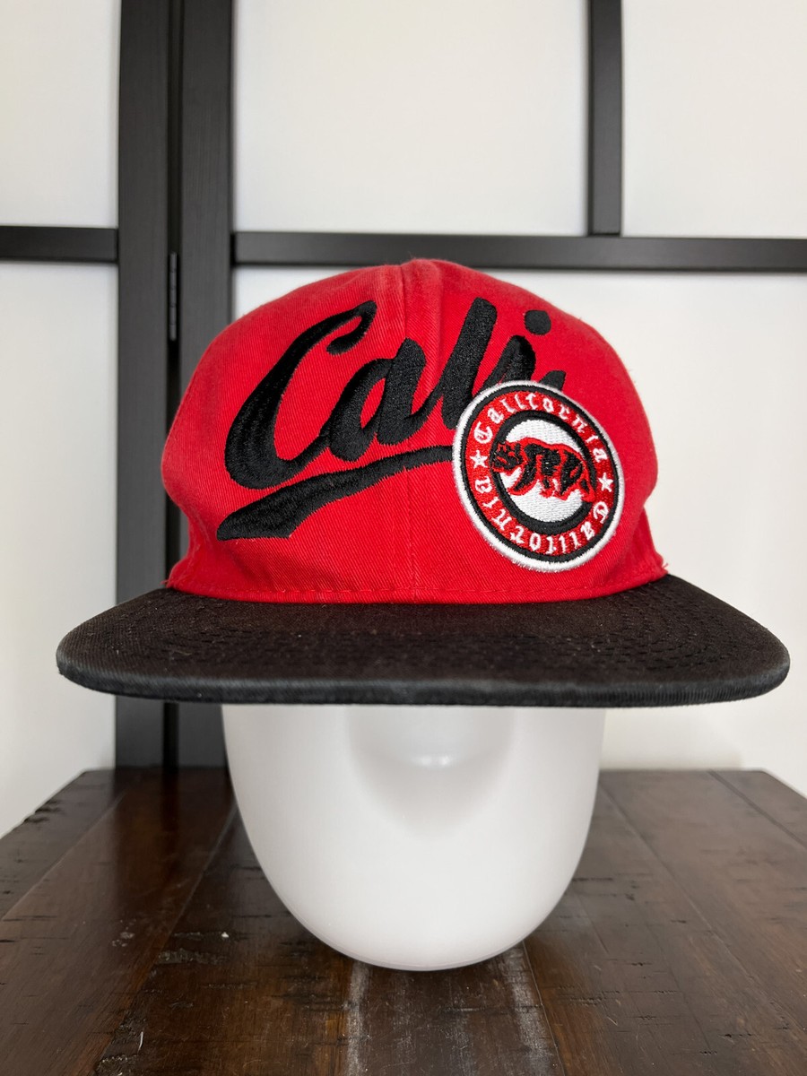 California Hat Cap Snap Back Mens One Size Red Embroidered Bear