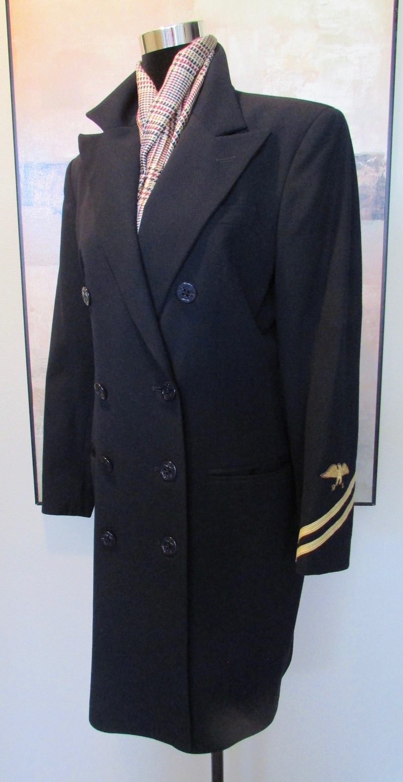 Ralph Lauren Blue Label Navy Wool Military Jacket 3/4 Length USA Size 8 MINT