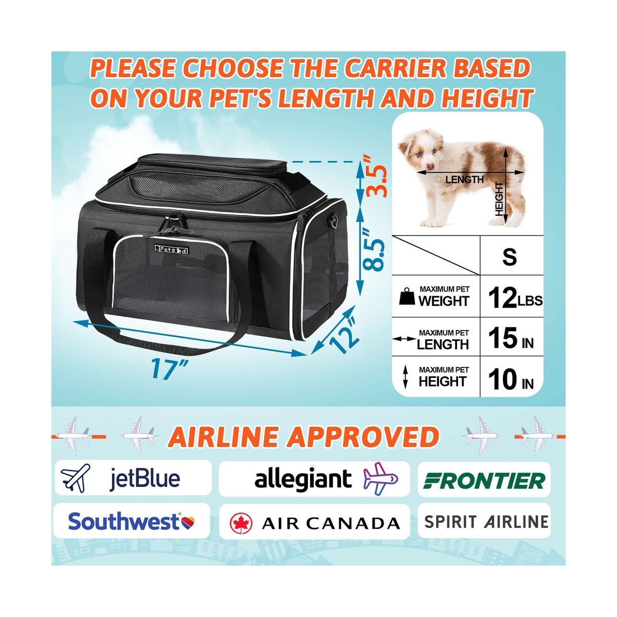 Top-Expandable Pet Carrier Inches JetBlue Allegiant