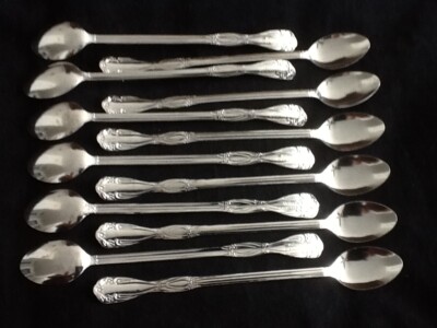 12 Quality Iced Tea Spoons Stainless Steel Long Handle Ice Tea Coffee 8 1/4'' HHH