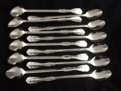 6 Quality Iced Tea Spoons Stainless Steel Long Handle Milk Shake 8 1/4" HHH