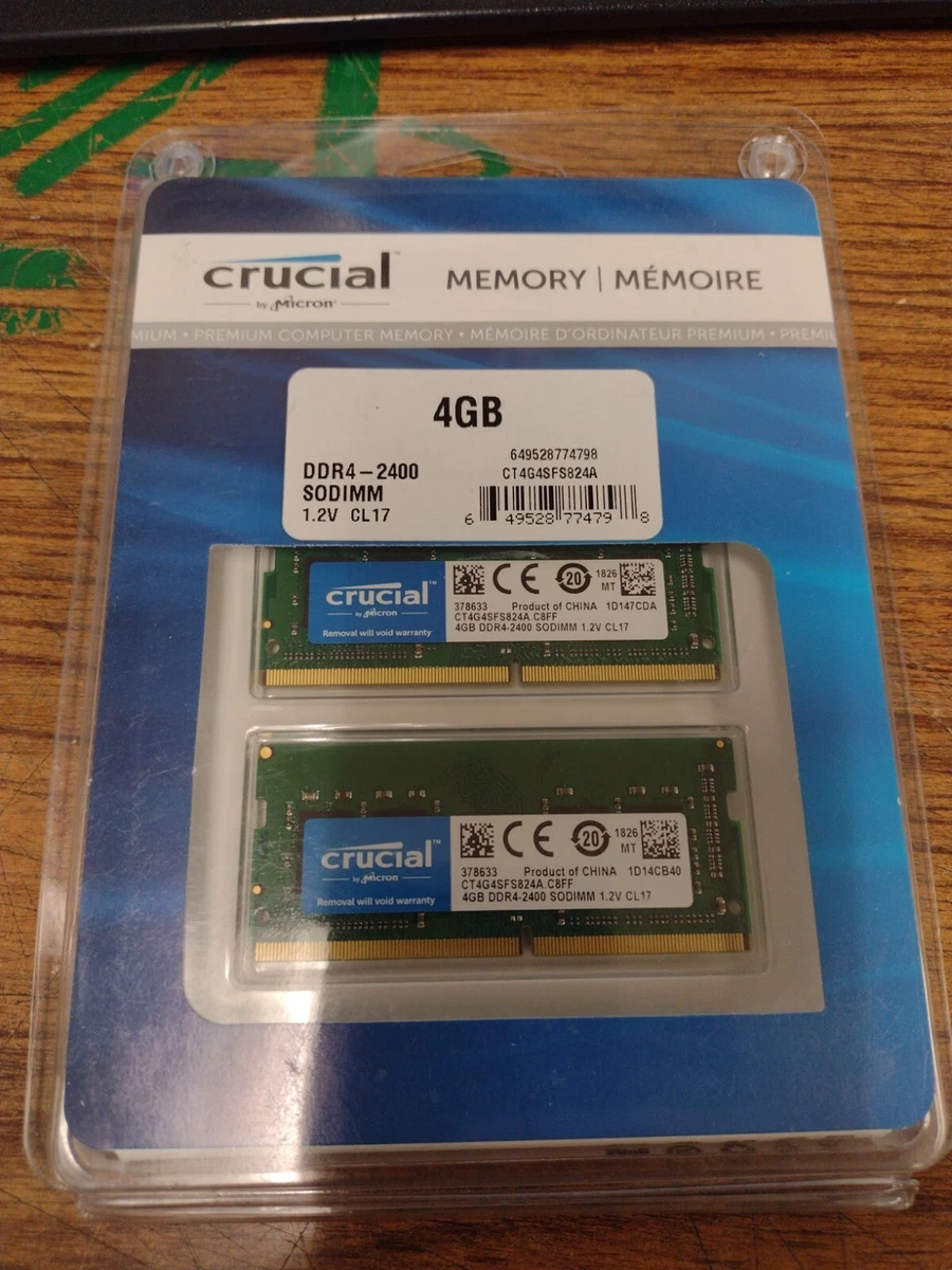 NEW SEALED PACKAGE Crucial 4GB SO DIMM Memory Module