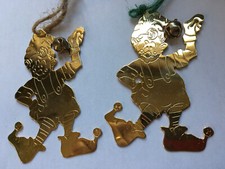 Gloria Duchin Inc Brass Elf Ornaments with Bell~Engravable 1993 Made in USA