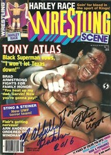 AM758 Abdullah the Butcher Tony Atlas  signed Vintage  Wrestling  Magazine w/COA