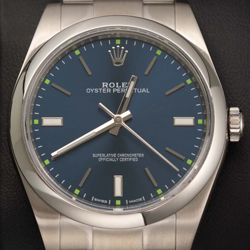 Rolex Oyster Perpetual 114300 Watch 39mm Stainless Steel Bracelet Blue Dial