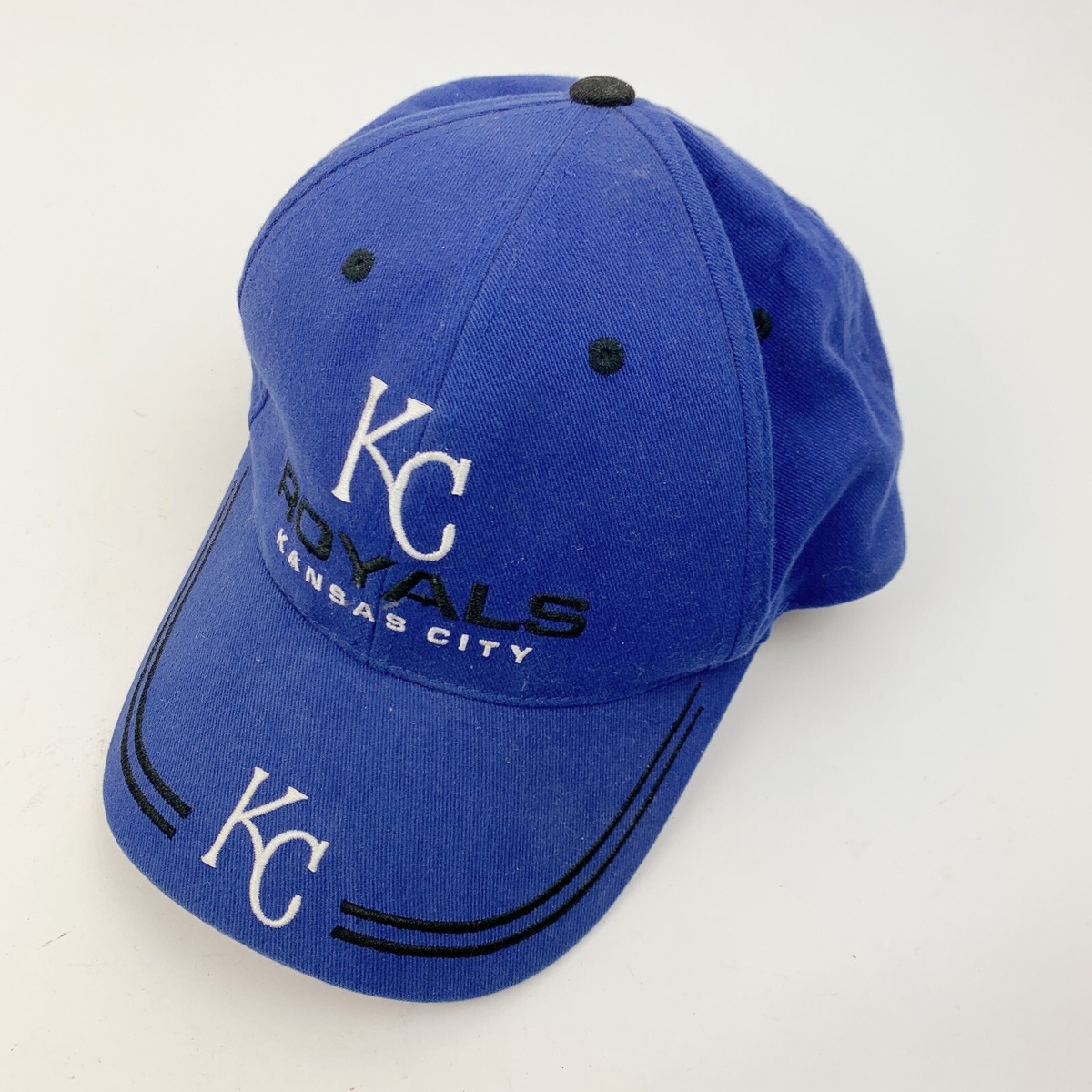 KC Kansas City Royals Blue Black Hat Cap Strapback Dad Genuine