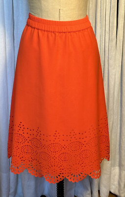 Liz Claiborne Womens Brilliant Red/Orange Lazer Cut Skirt Sz M Pre-owned 