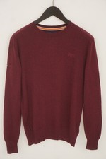 Men Superdry Jumper Cotton  Cashmere Burgundy Red Crew Neck S XOA913