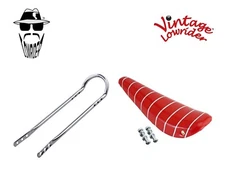 16" ORIGINAL LOWRIDER Red/Silver BANANA SEAT W/ Chrome Sissy Bar FOR 16" Bicycle