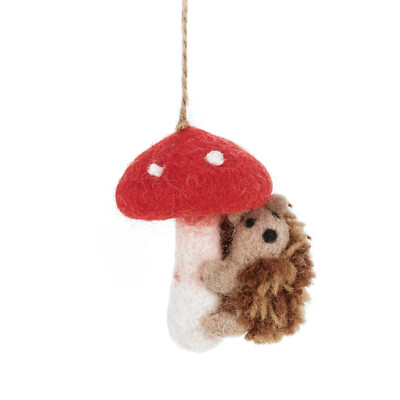 Wollnadel gefilzt Fliegenpilz Igel herbstlich Christbaumschmuck zum Aufhängen