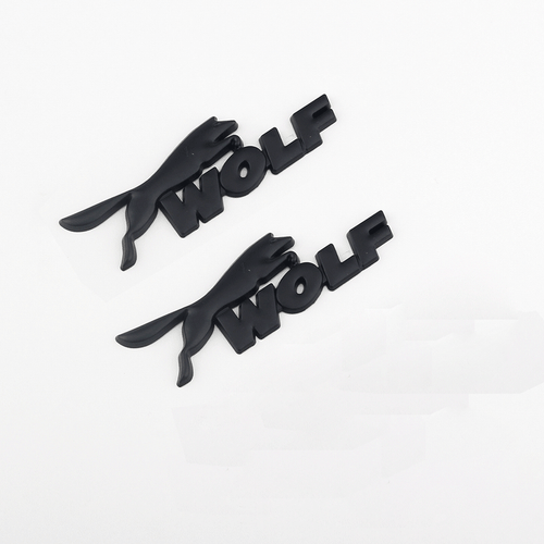 2x Wolf Logo Emblem 3D Badge Nameplate Logo Black - 第 1/4 張圖片
