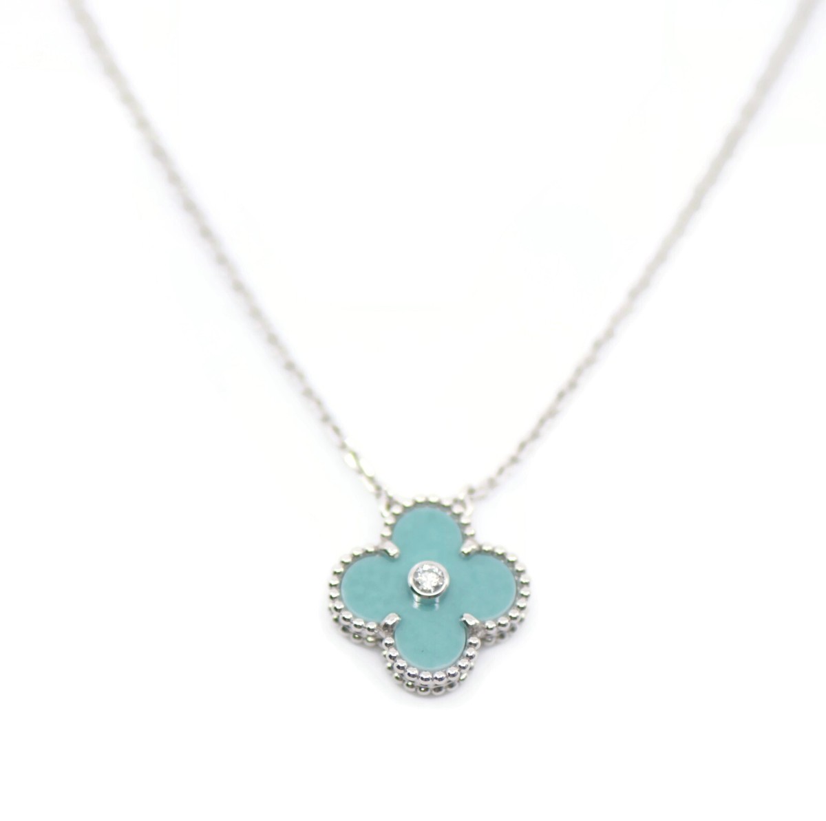 Van Cleef & Arpels Alhambra Celadon Diamond 18K White Gold
