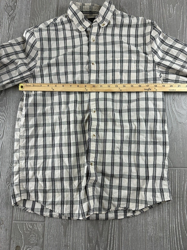 Banana Republic mens Black And White Plaid Long Sleeve Button Sz Medium untuckit - Picture 6 of 9
