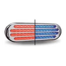 Trux 6″ Oval  Clear Red Stop, Turn & Tail to Blue Auxiliary Flatline LED Light