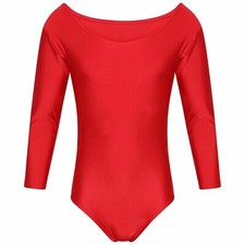 Girls Uniform Leotard Dance Gymnastics Ballet Long Sleeve Leotards Kids Age 3-13
