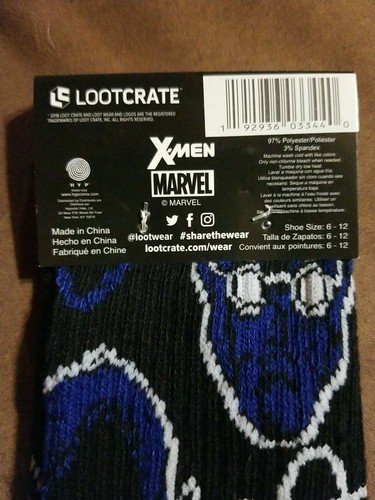 NEW Loot Crate Laboratory Marvel X-Men Beast Crew Fusion Socks Unisex Xmen 6-12 - Picture 6 of 8