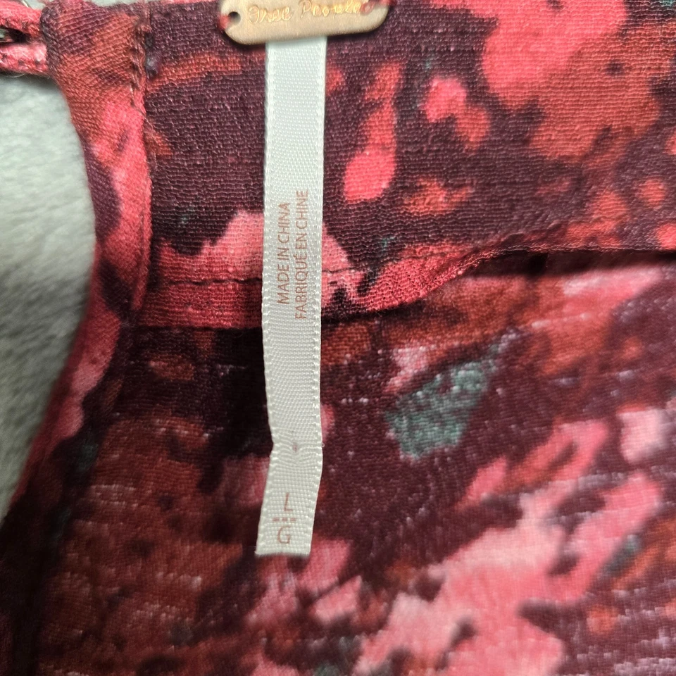 Free People Romper Womens Large Red Floral All The Right Ruffles Short Jumpsuit - Image 4 of 4