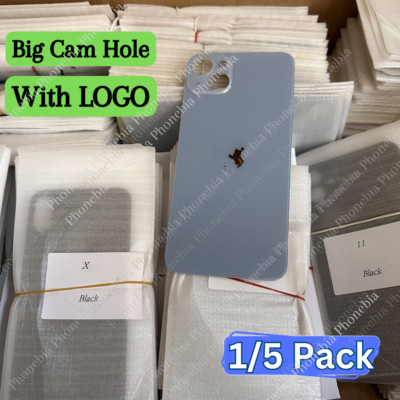 Big Hole Back Glass Cover Replacement For iPhone 8 XR XS 11 12 13 14 15 Pro Lot