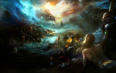 Anime digital art artwork futuristic science fiction Custom Gaming Mat Desk