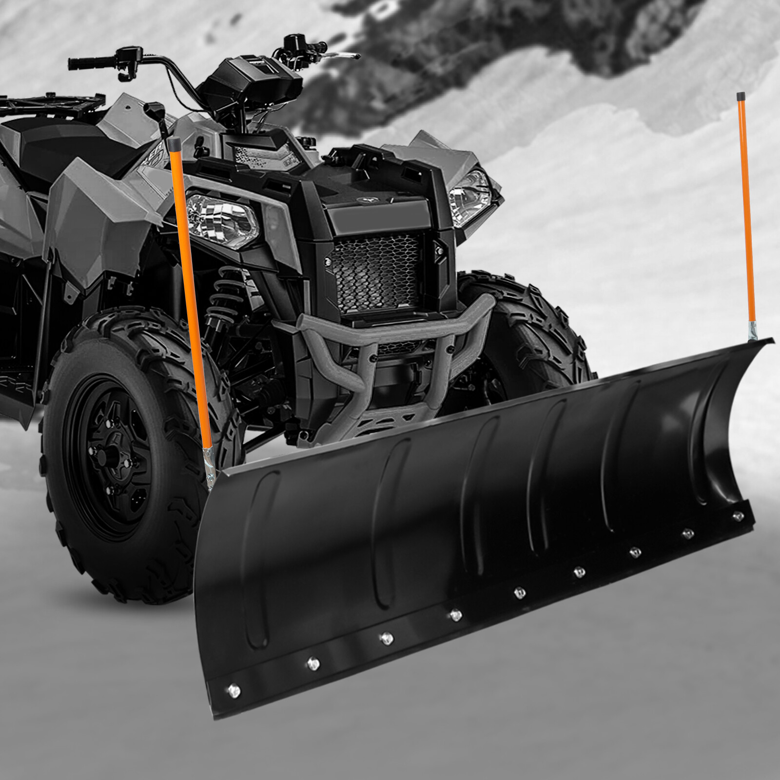 For King Quad Steel Blade ATV UTV 45 inch Snow Plow Kit + Blade Guide Markers