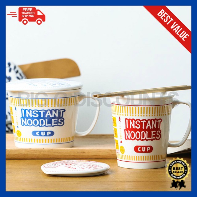 Nissin Instant Cup Noodles Mini Soy Sauce Ceramic Mug Cup W Lid 250ml Japan For Sale Online Ebay