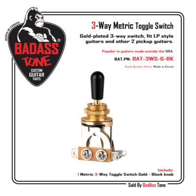 3 Way Toggle Switch - Gold / Black Tip - Les Paul Epiphone 