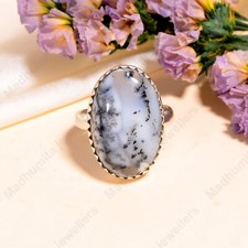 Dendritic Opal Gemstone 925 Sterling Silver Handmade Jewelry Ring