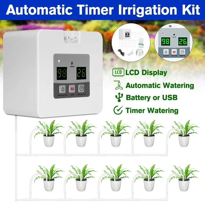 Automatic Watering System Garden Plant Self Irrigation Timer DIY Drip Hose Kit