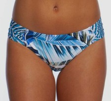 New 250 LA Blanca Women's Blue White Palm Shirred Hipster Bikini Swimwear 4