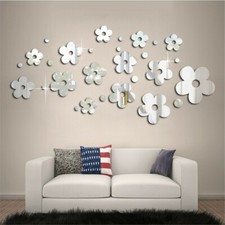 3D Mirror Flower Sticker Art Design Decal Wall Decals Home Decor Removable