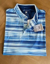  94 NWT Hickey Freeman Men  s Performance Golf Polo Button Front Shirt XL Blue