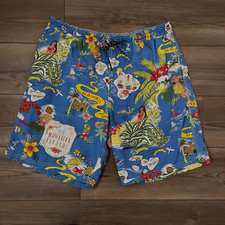 Tommy Hilfiger Hawaiian Theme All Over Print Swim Trunks Mesh Lined Mens Size XL