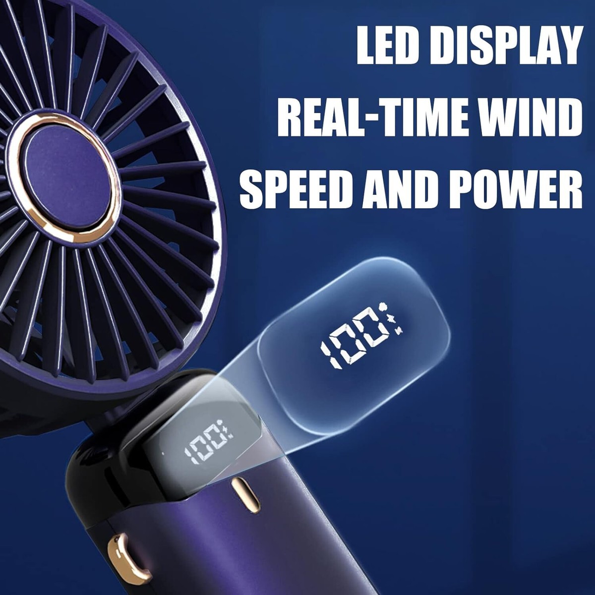 Ventilateur Portable USB Rechargeable 5 En 1 - Mini Ventilateur Pliable 3 Vitesses Noir