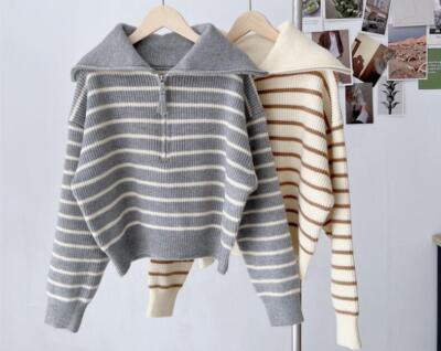 Spicy girl dark sailor collar faux mink slim-fit sweater