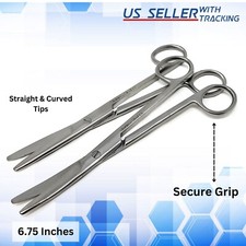 OR Grade 2 Pc Mayo Scissors Straight & Curved 6.75" Blunt Surgical Instrument CE