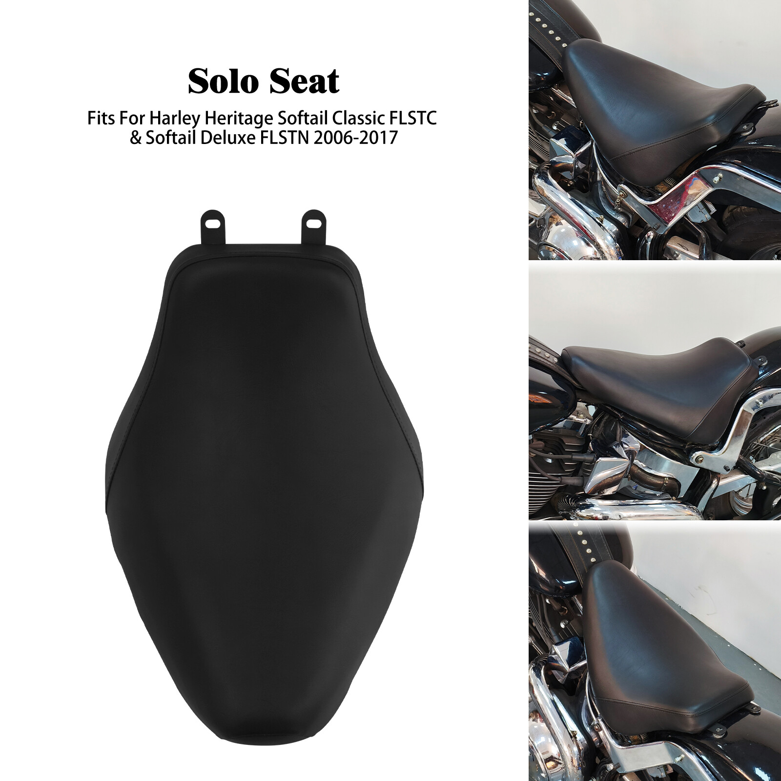 Driver Solo Black Seat For Harley 2006-2017 Deluxe FLSTN Heritage Softail FLSTC