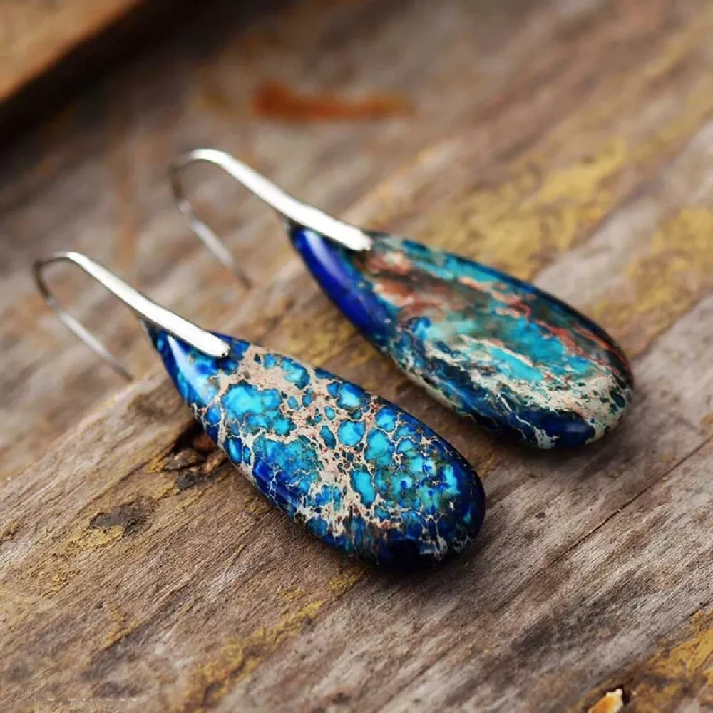 Imperial jasper teardrop earrings deals
