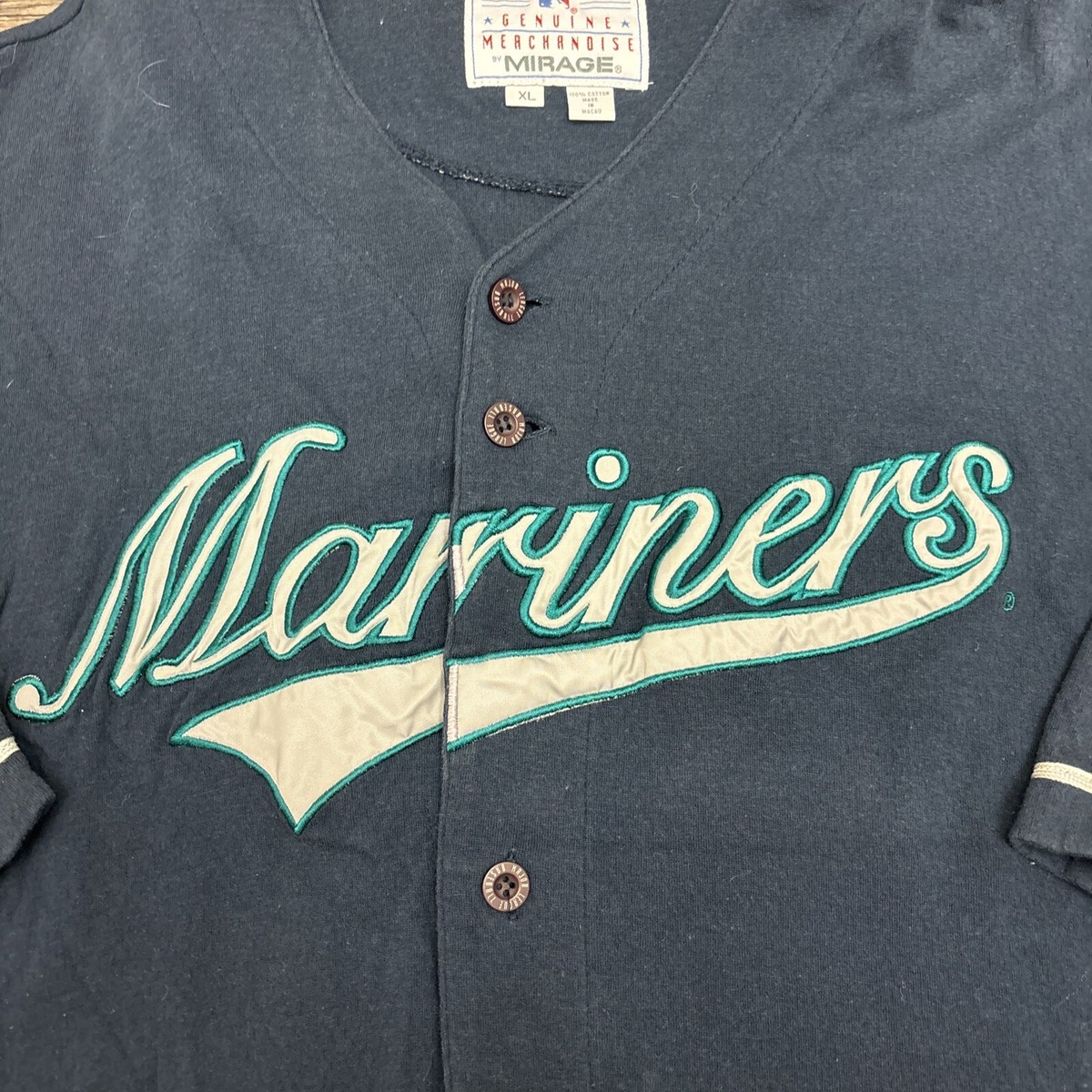 90s MLB ヴィンテージ　GENUINE MERCHANDISE Vintage 90s Seattle Mariners MLB Embroidered Baseball Jersey
