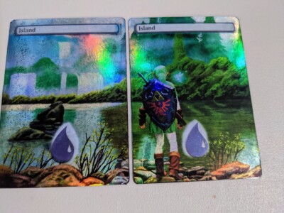 FOIL MTG ALT ISLAND LEGEND OF ZELDA LINK WATERFALL LAKE COMMANDER EDH CUBE