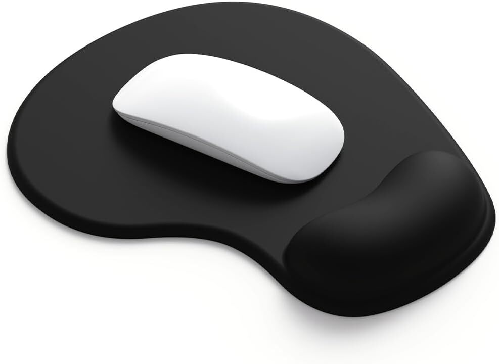 Office Mousepad with Gel Wrist Support - Ergonomic Gaming Desktop Mouse  (Black)