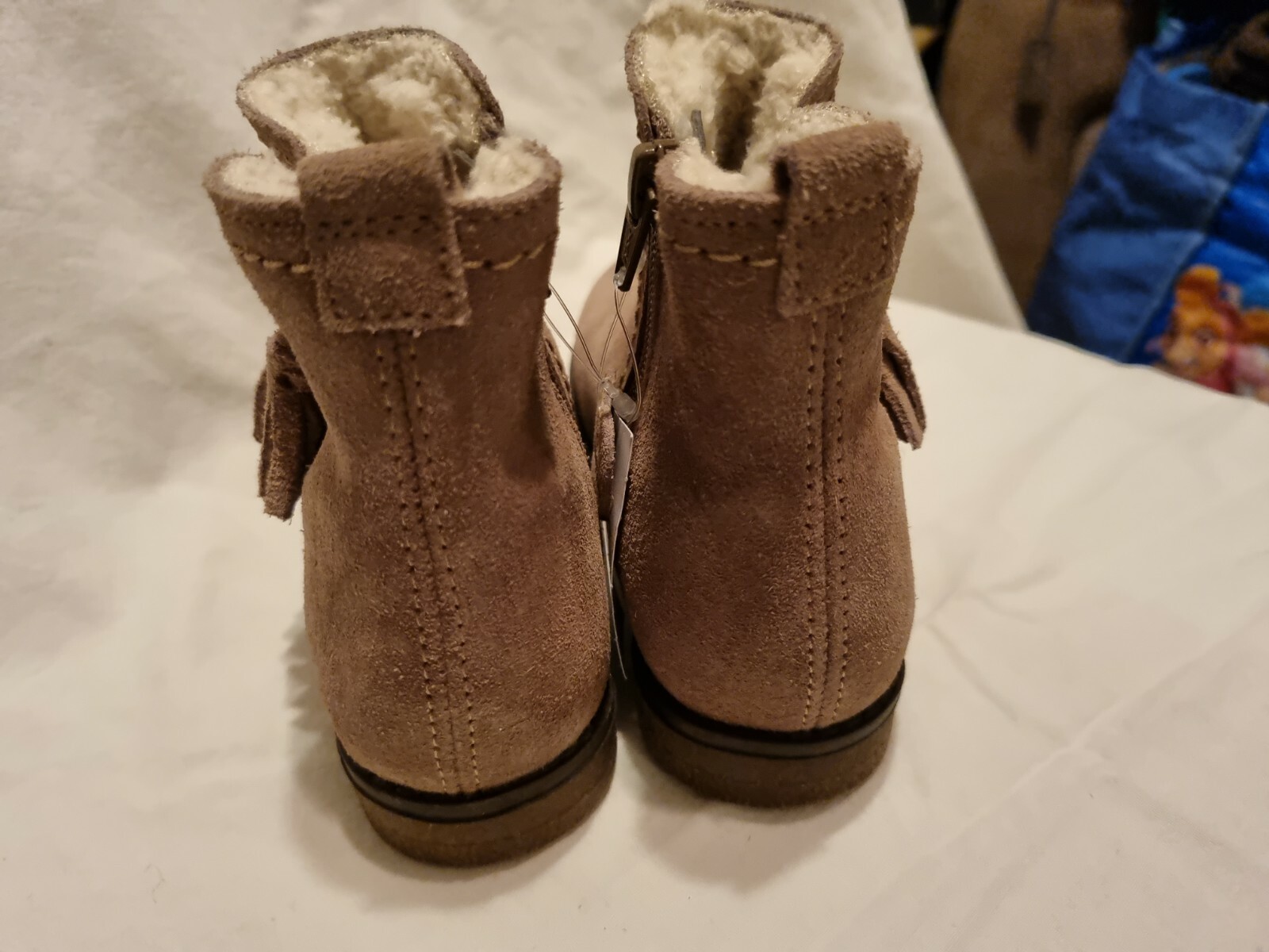 Next Girls Tan/Mink leather zip ankle 