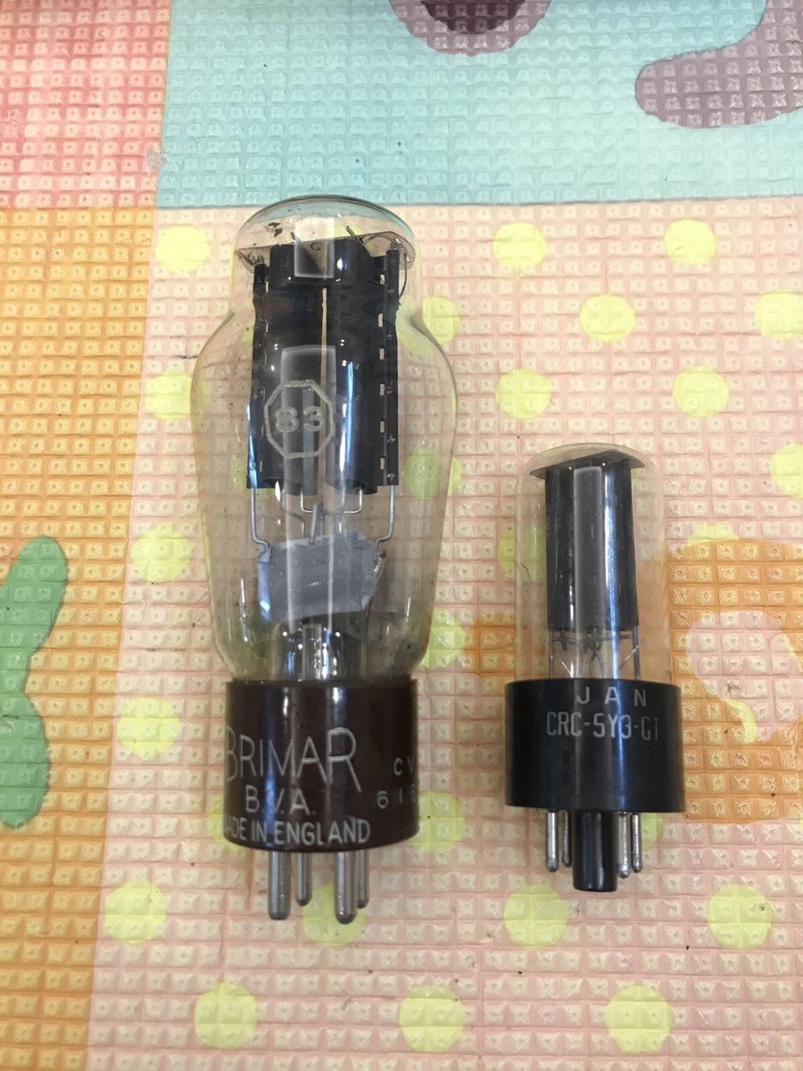 Brimar Type 83 Foil Getter Super Rare And Jan Sylvania 5Y3 TV-7 Tube Set