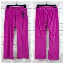 VTG Y2K Juicy Couture Velour Velvet Fuchsia Hot Pink Track Pants Her Highness L
