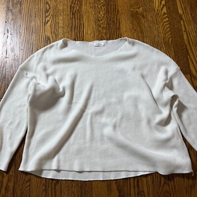 Monologue Korea Women s Cream Raw Hem Pullover Sweater Oversized Jumper Size M/L
