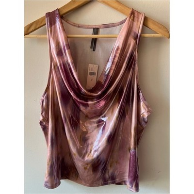 By Anthropologie Liquid Shine Cowl Neck Tank Top NWT L