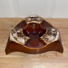 Hull pottery H. P. CO USA brown drip glaze warming base